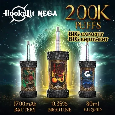 OLIT Hookalit Mega 200000: 초-대용량-용량 E-흡연을 위한 강렬한 경험의 시대